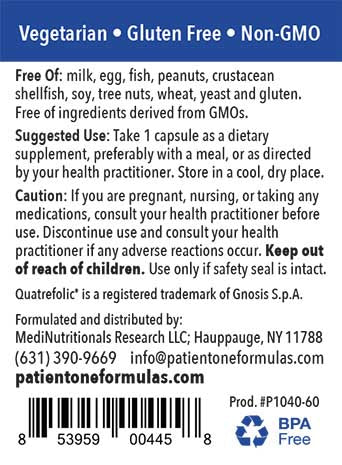Patient One B-Complex with Quatrefolic | 60 vegetable capsules