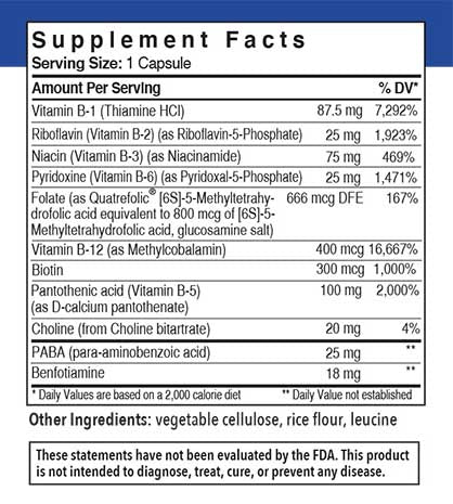 Patient One B-Complex with Quatrefolic | 60 vegetable capsules