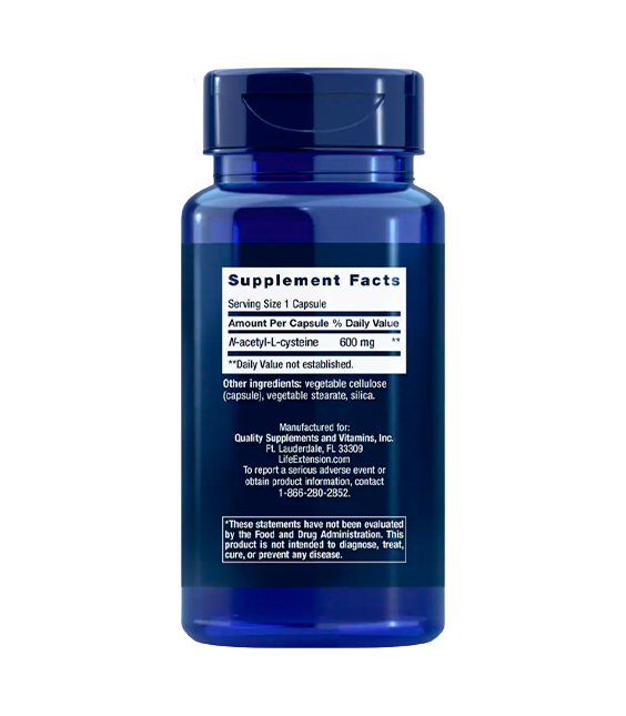 Life Extension N-Acetyl-L-Cysteine (NAC) | 600 mg, 60 capsules