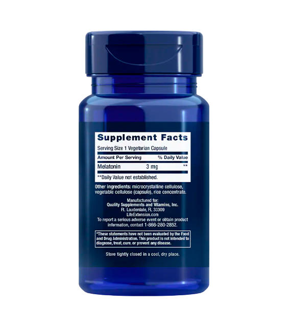 Life Extension Melatonin | 3 mg, 60 vegetarian capsules