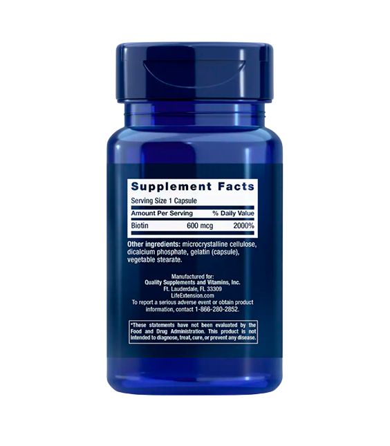 Life Extension Biotin | 600 mcg, 100 capsules
