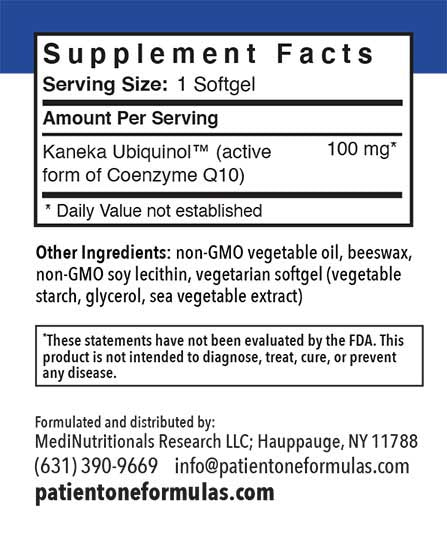 Patient One Ubiquinol | 100 mg, 60 vegetable softgels