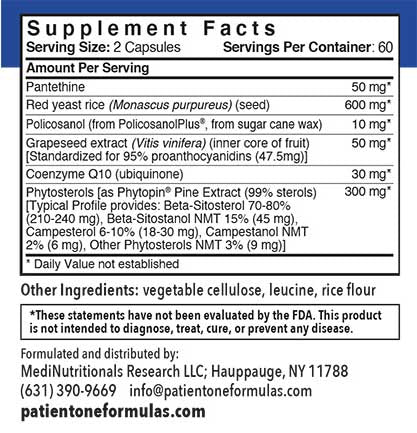 Patient One Cholest-Plex | 120 vegetable capsules