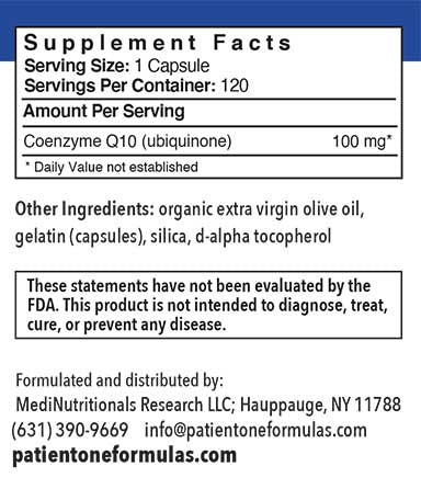Patient One Coenzyme Q10 | 100 mg, 120 gelatin capsules