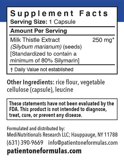 Patient One Milk Thistle Extract | 250 mg, 90 vegetable capsules