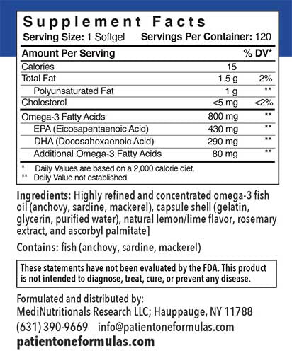 Patient One Omega 800 | 120 softgels