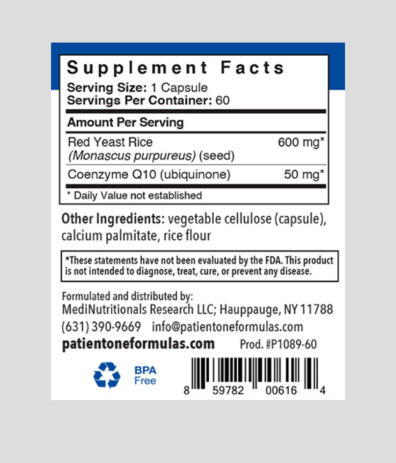 Patient One Red Yeast Rice with CoQ10 | 60 vegetable capsules