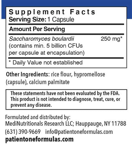 Patient One Saccharomyces boulardii | 5 billion CFU, 60 vegetable capsules