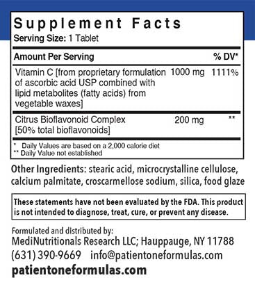 Patient One Vitamin C 1000 with Bioflavonoids | 90 tablets